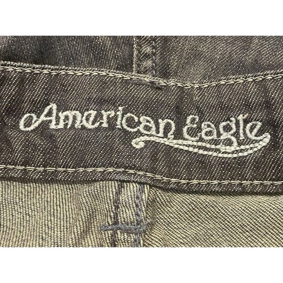 American Eagle Micro Mini Low Rise Cuffd Shorts Womens 6 2000s Dark Denim Hottie - Picture 6 of 8